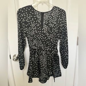 Black and White Women’s Long Sleeve Romper - size medium